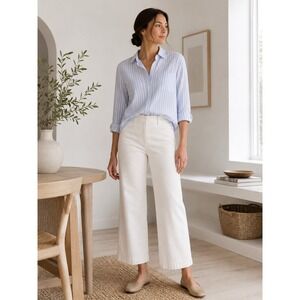 Ann Taylor LOFT Laura Wide Leg Crop Pants Beige High Rise Trousers Size 6